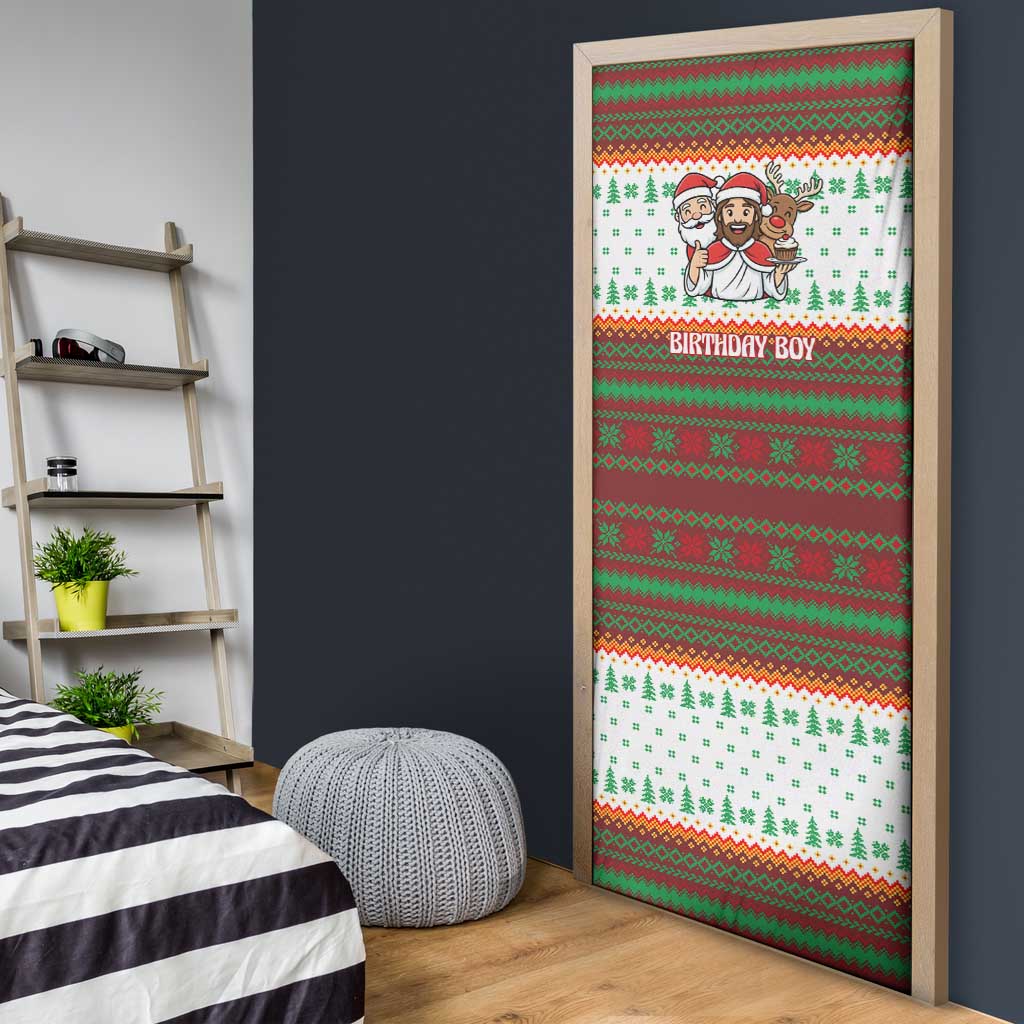 Christmas Jesus Birthday Boy Door Cover Xmas Holiday Patterns - Wonder Print Shop