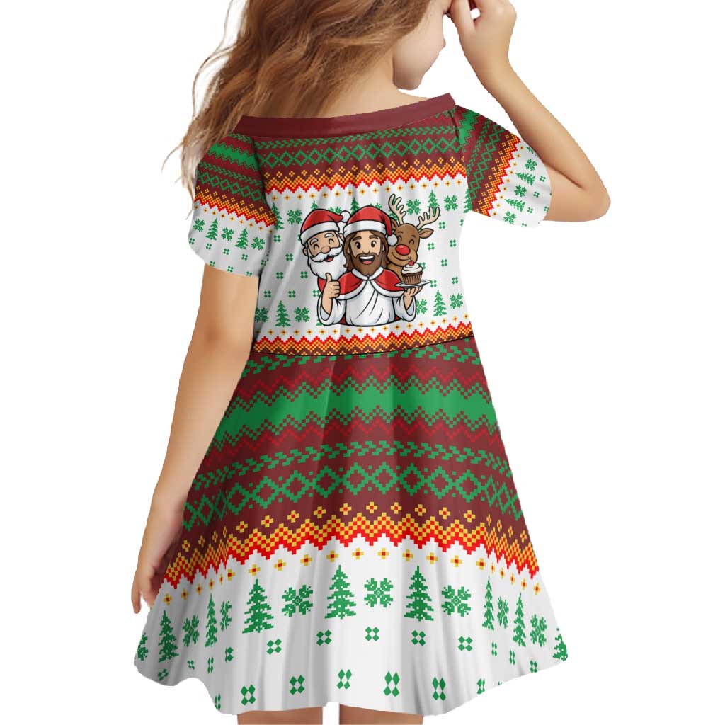 Christmas Jesus Birthday Boy Family Matching Long Sleeve Bodycon Dress and Hawaiian Shirt Xmas Holiday Patterns - Wonder Print Shop