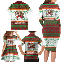 Christmas Jesus Birthday Boy Family Matching Long Sleeve Bodycon Dress and Hawaiian Shirt Xmas Holiday Patterns - Wonder Print Shop