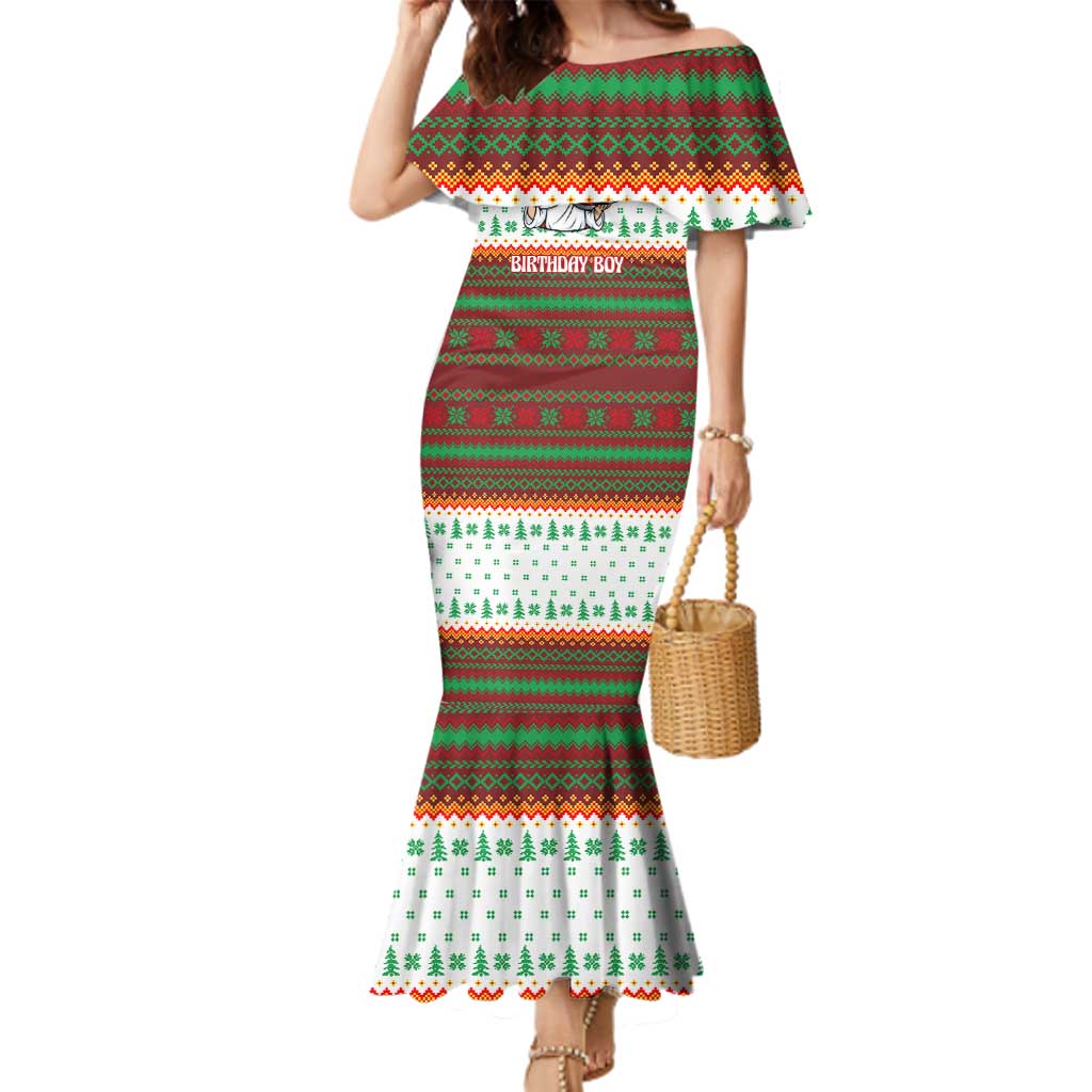 Christmas Jesus Birthday Boy Family Matching Mermaid Dress and Hawaiian Shirt Xmas Holiday Patterns - Wonder Print Shop