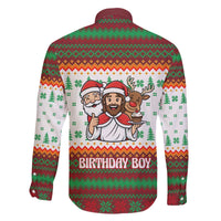 Christmas Jesus Birthday Boy Family Matching Off The Shoulder Long Sleeve Dress and Hawaiian Shirt Xmas Holiday Patterns - Wonder Print Shop