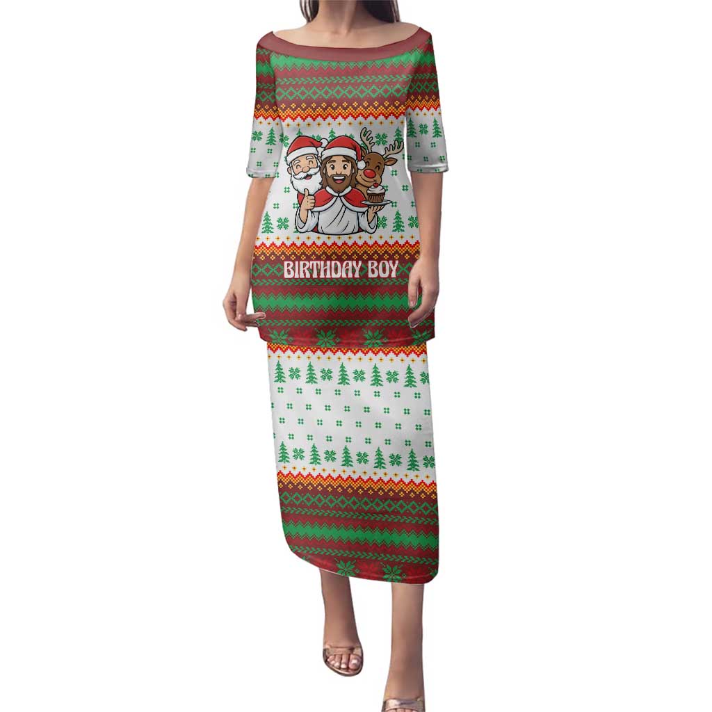 Christmas Jesus Birthday Boy Family Matching Puletasi and Hawaiian Shirt Xmas Holiday Patterns - Wonder Print Shop