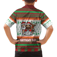 Christmas Jesus Birthday Boy Family Matching Short Sleeve Bodycon Dress and Hawaiian Shirt Xmas Holiday Patterns - Wonder Print Shop