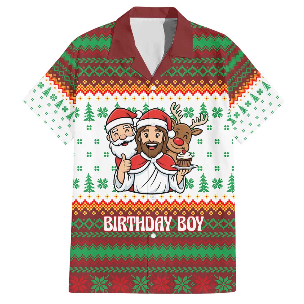Christmas Jesus Birthday Boy Family Matching Short Sleeve Bodycon Dress and Hawaiian Shirt Xmas Holiday Patterns - Wonder Print Shop