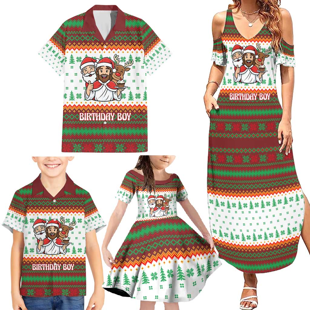 Christmas Jesus Birthday Boy Family Matching Summer Maxi Dress and Hawaiian Shirt Xmas Holiday Patterns - Wonder Print Shop