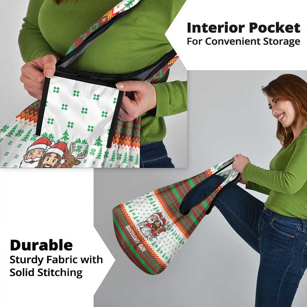 Christmas Jesus Birthday Boy Grocery Bag Xmas Holiday Patterns - Wonder Print Shop