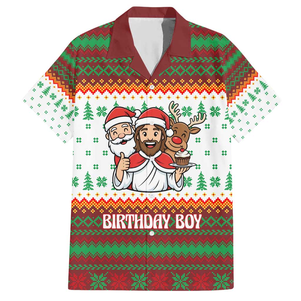 Christmas Jesus Birthday Boy Hawaiian Shirt Xmas Holiday Patterns - Wonder Print Shop