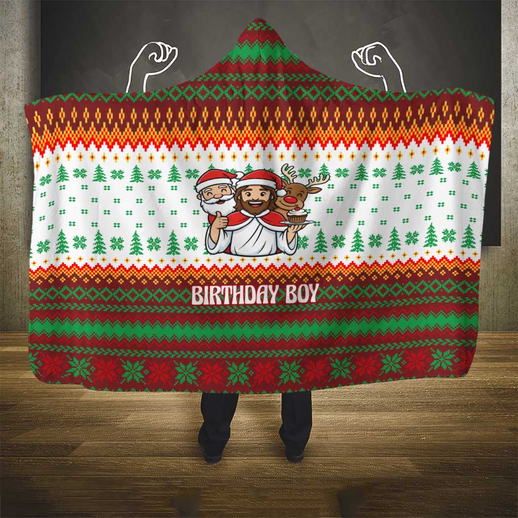Christmas Jesus Birthday Boy Hooded Blanket Xmas Holiday Patterns - Wonder Print Shop
