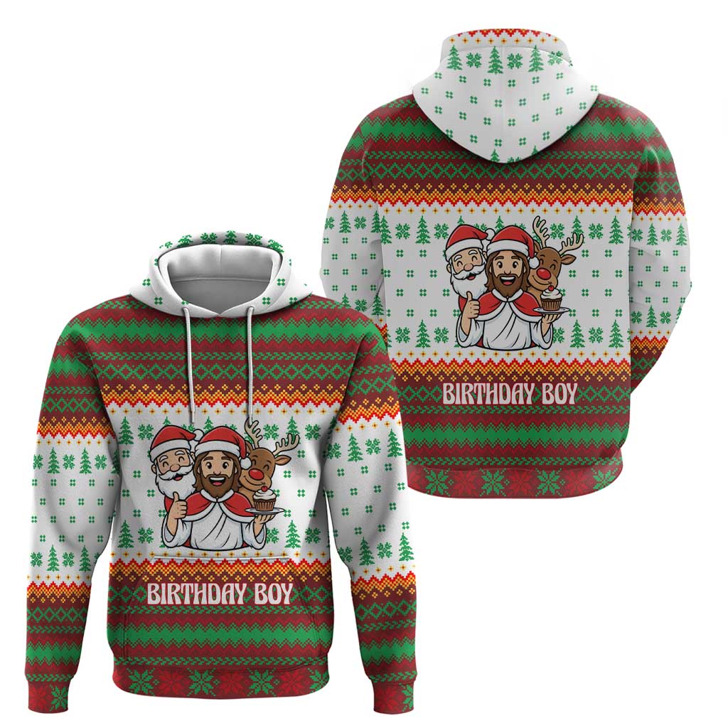 Christmas Jesus Birthday Boy Hoodie Xmas Holiday Patterns - Wonder Print Shop