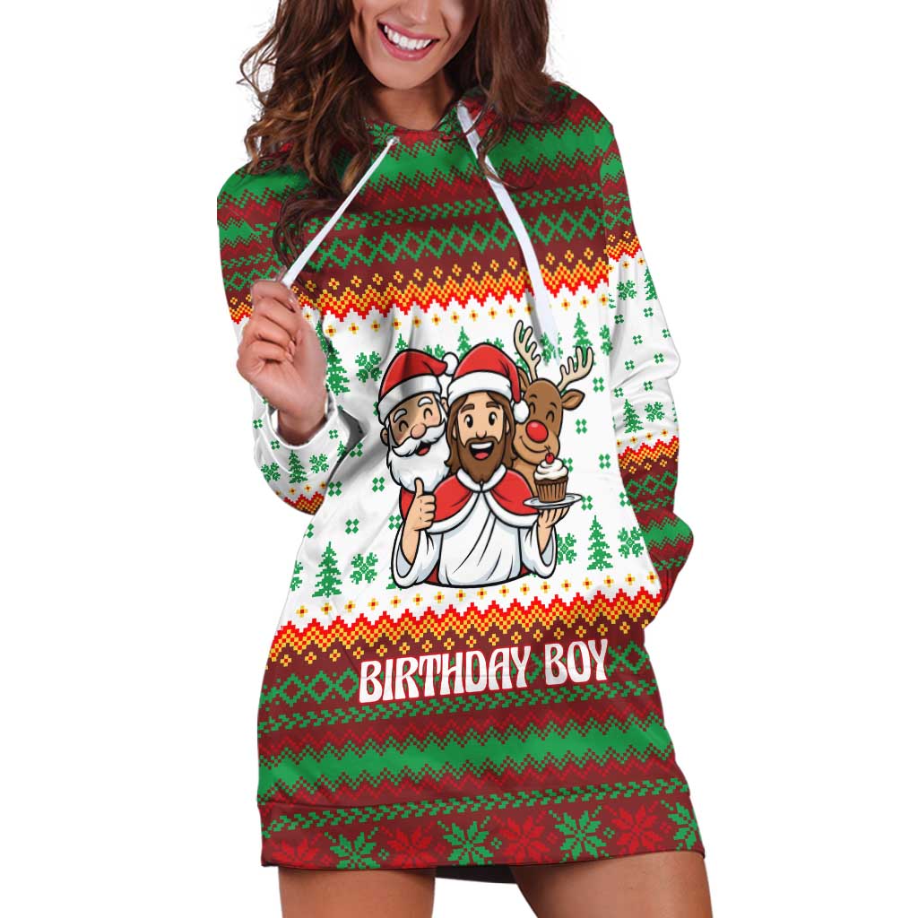 Christmas Jesus Birthday Boy Hoodie Dress Xmas Holiday Patterns - Wonder Print Shop