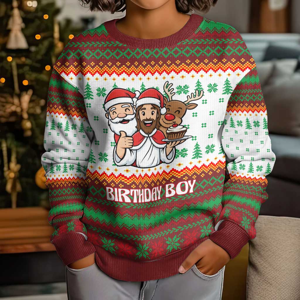 Christmas Jesus Birthday Boy Kid Ugly Christmas Sweater Xmas Holiday Patterns - Wonder Print Shop