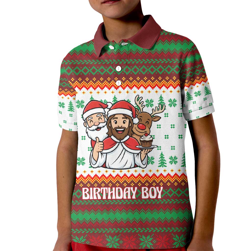Christmas Jesus Birthday Boy Kid Polo Shirt Xmas Holiday Patterns - Wonder Print Shop