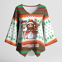 Christmas Jesus Birthday Boy Kimono Sleeve Blouse Xmas Holiday Patterns - Wonder Print Shop