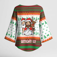 Christmas Jesus Birthday Boy Kimono Sleeve Blouse Xmas Holiday Patterns - Wonder Print Shop