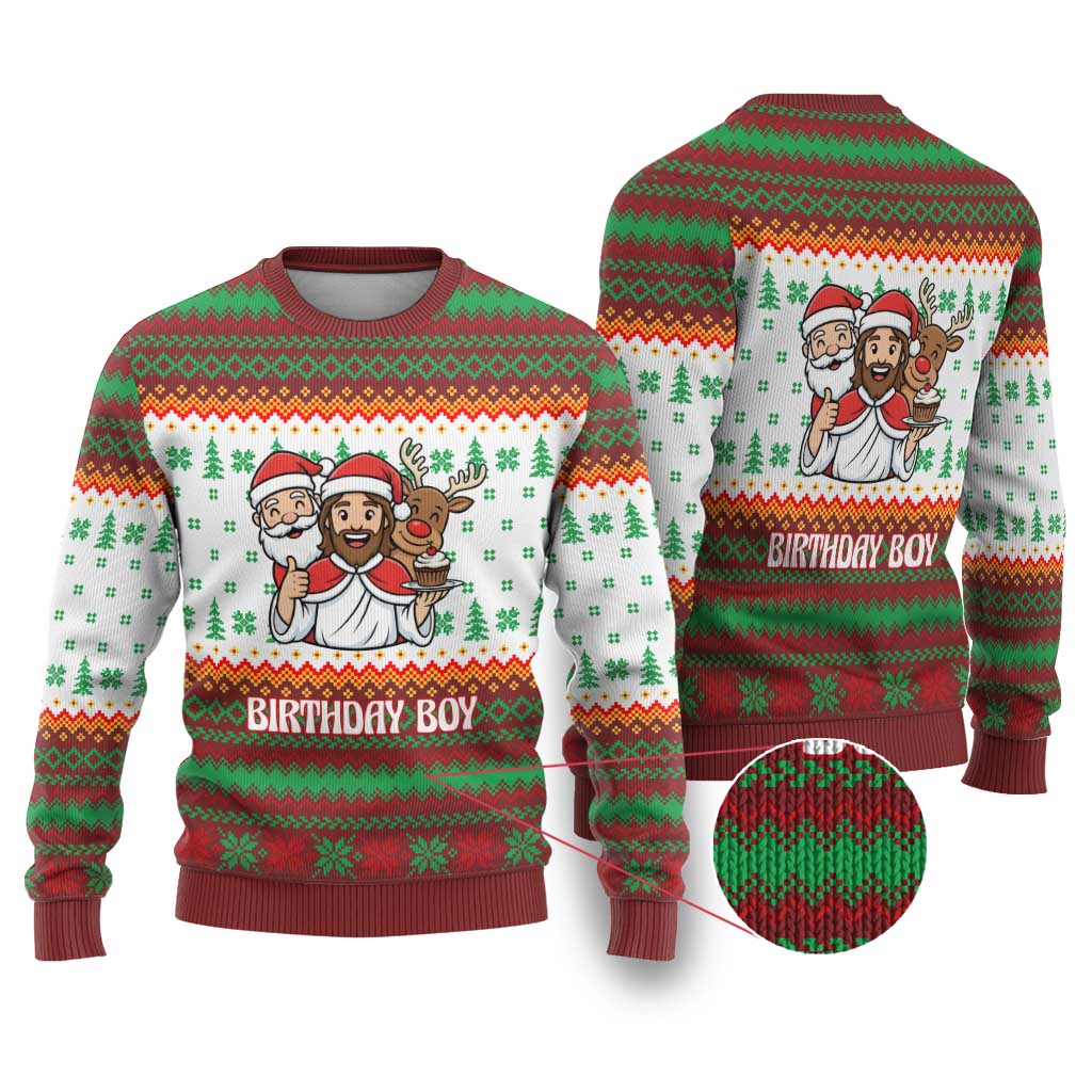 Christmas Jesus Birthday Boy Ugly Christmas Sweater Xmas Holiday Patterns - Wonder Print Shop
