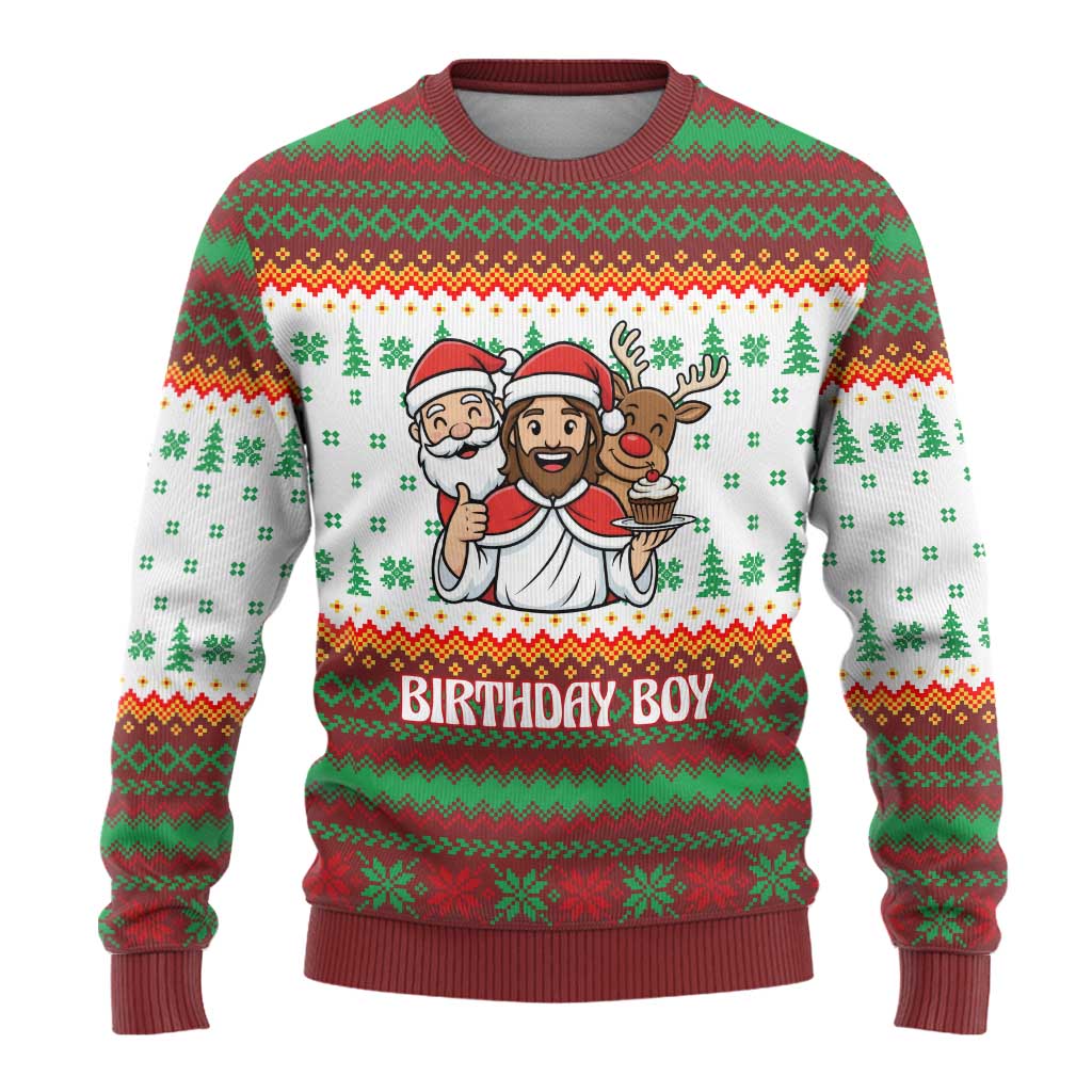 Christmas Jesus Birthday Boy Ugly Christmas Sweater Xmas Holiday Patterns - Wonder Print Shop
