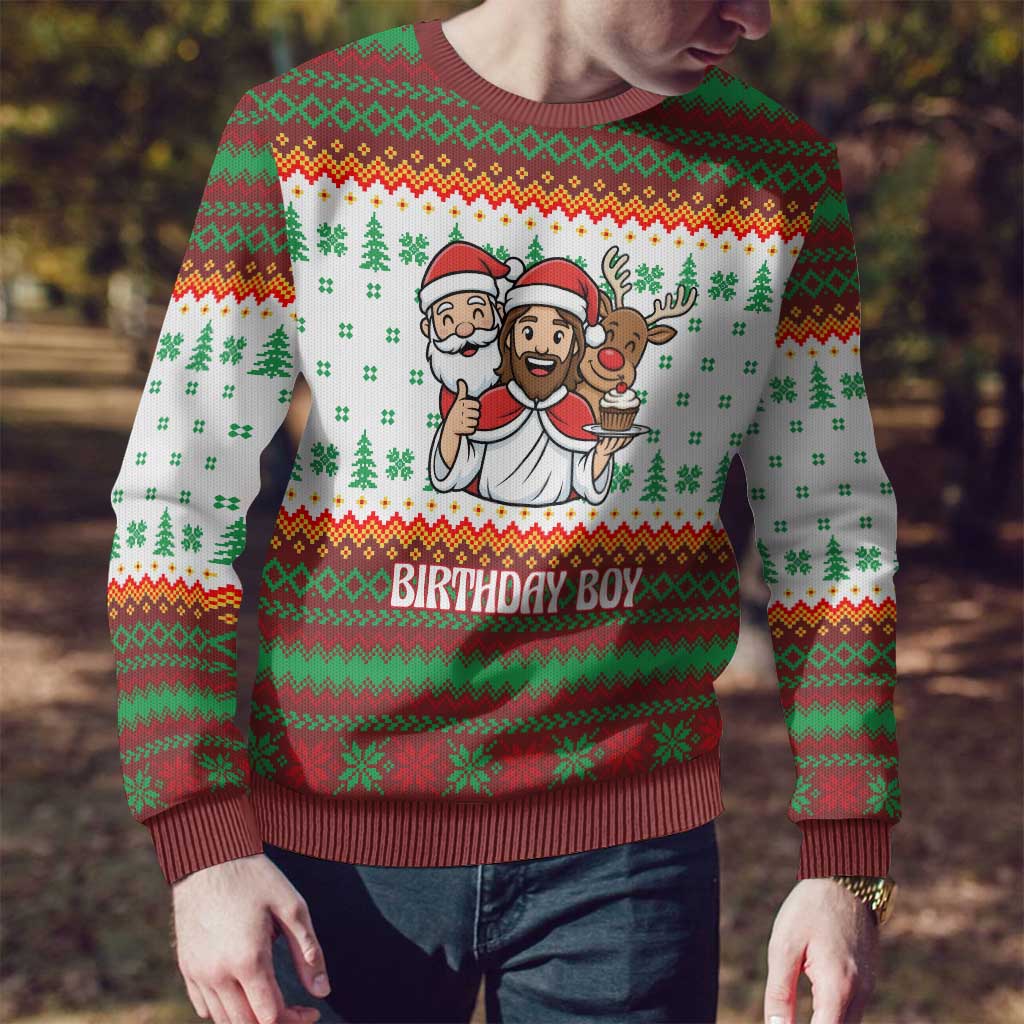 Christmas Jesus Birthday Boy Ugly Christmas Sweater Xmas Holiday Patterns - Wonder Print Shop