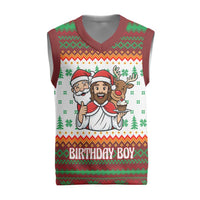 Christmas Jesus Birthday Boy Christmas Knitted V-Neck Vest Xmas Holiday Patterns - Wonder Print Shop