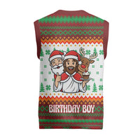 Christmas Jesus Birthday Boy Christmas Knitted V-Neck Vest Xmas Holiday Patterns - Wonder Print Shop