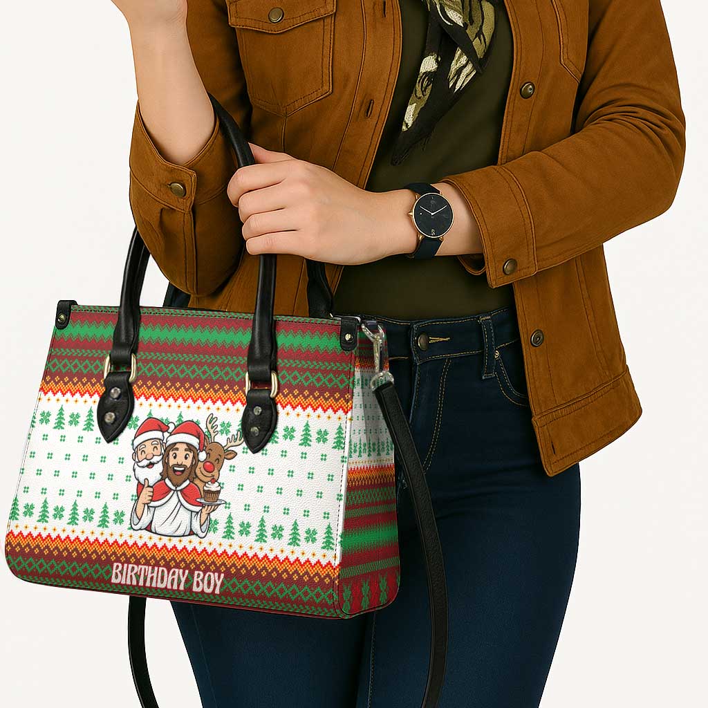Christmas Jesus Birthday Boy Leather Bag Xmas Holiday Patterns - Wonder Print Shop