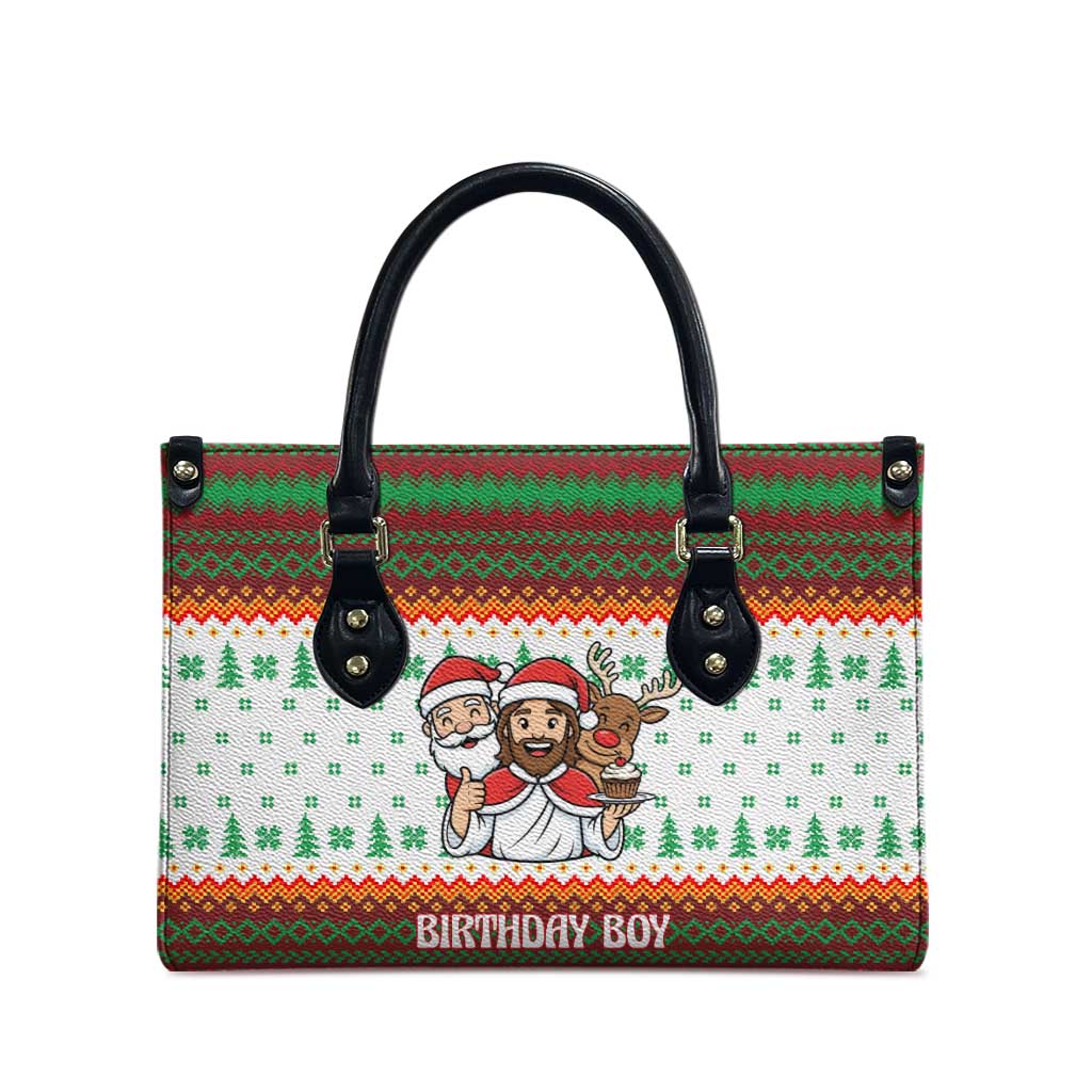 Christmas Jesus Birthday Boy Leather Bag Xmas Holiday Patterns - Wonder Print Shop