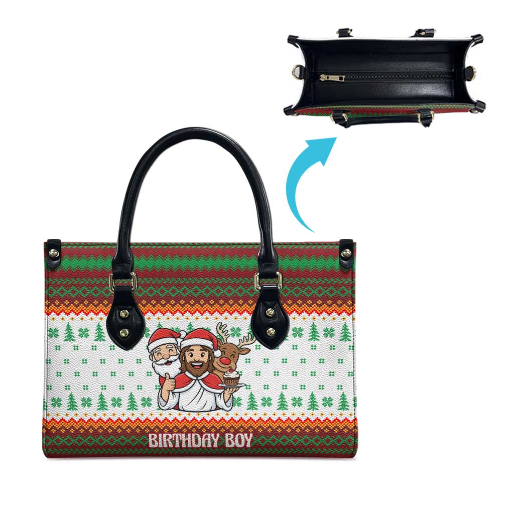 Christmas Jesus Birthday Boy Leather Bag Xmas Holiday Patterns - Wonder Print Shop