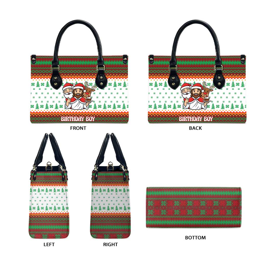 Christmas Jesus Birthday Boy Leather Bag Xmas Holiday Patterns - Wonder Print Shop