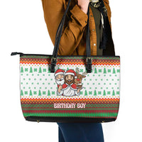 Christmas Jesus Birthday Boy Leather Tote Bag Xmas Holiday Patterns - Wonder Print Shop