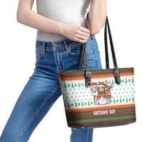 Christmas Jesus Birthday Boy Leather Tote Bag Xmas Holiday Patterns - Wonder Print Shop
