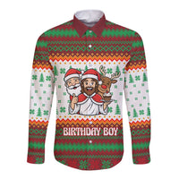 Christmas Jesus Birthday Boy Long Sleeve Button Shirt Xmas Holiday Patterns - Wonder Print Shop