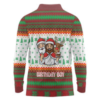 Christmas Jesus Birthday Boy Long Sleeve Polo Shirt Xmas Holiday Patterns - Wonder Print Shop