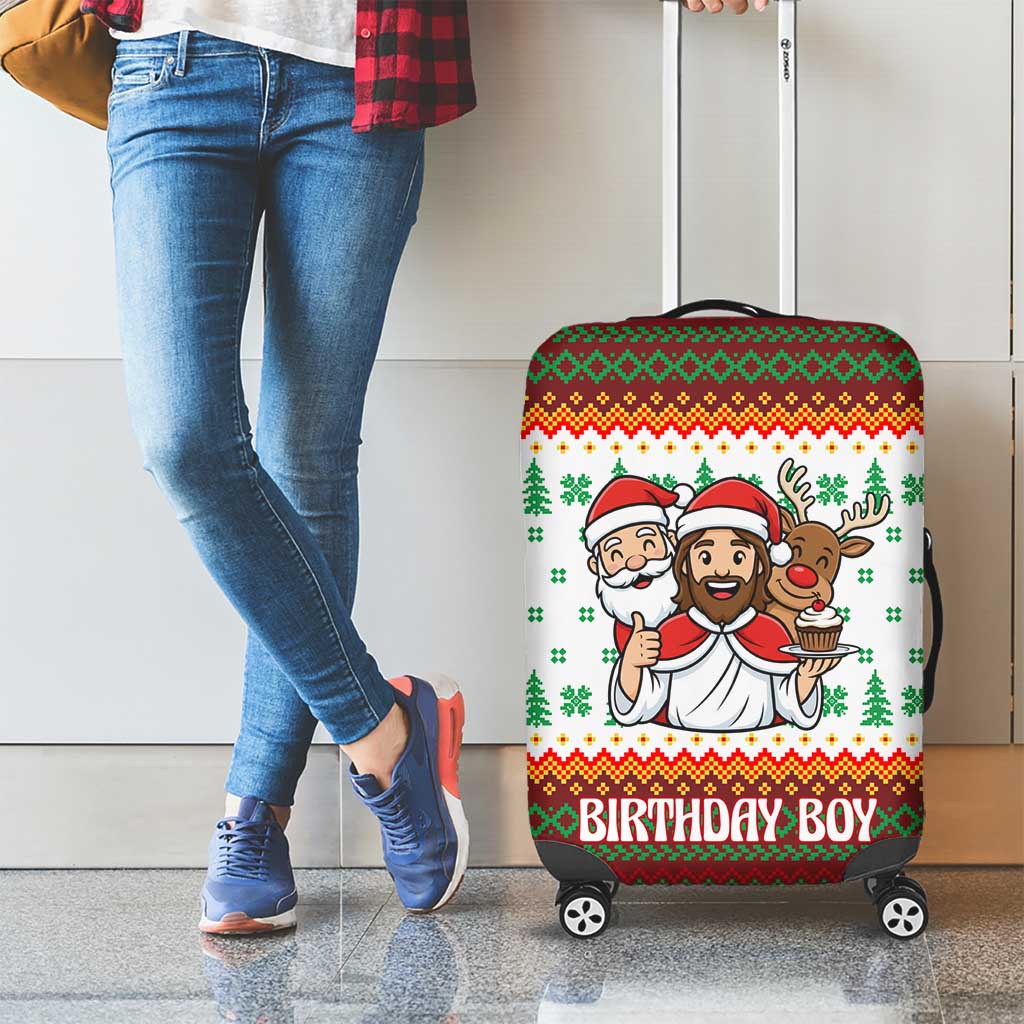 Christmas Jesus Birthday Boy Luggage Cover Xmas Holiday Patterns - Wonder Print Shop