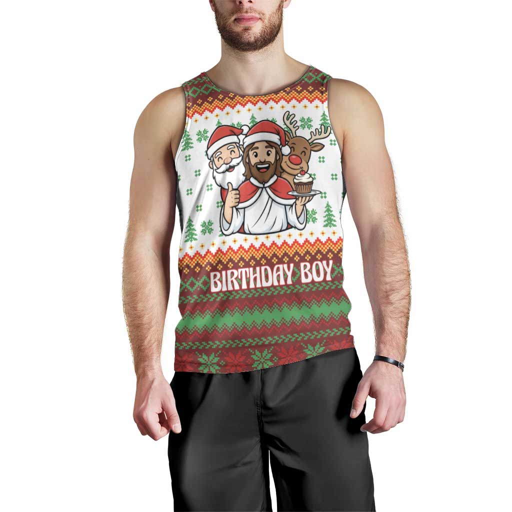 Christmas Jesus Birthday Boy Men Tank Top Xmas Holiday Patterns - Wonder Print Shop