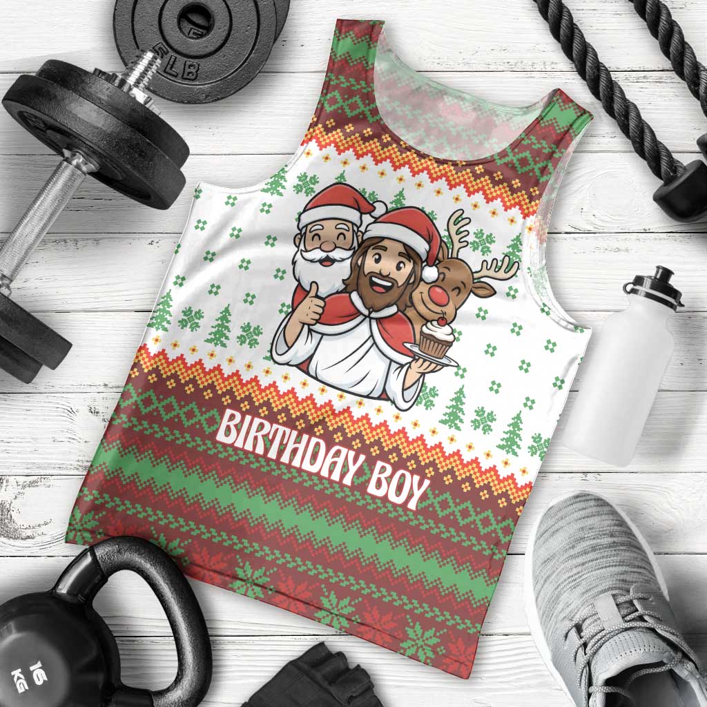 Christmas Jesus Birthday Boy Men Tank Top Xmas Holiday Patterns - Wonder Print Shop
