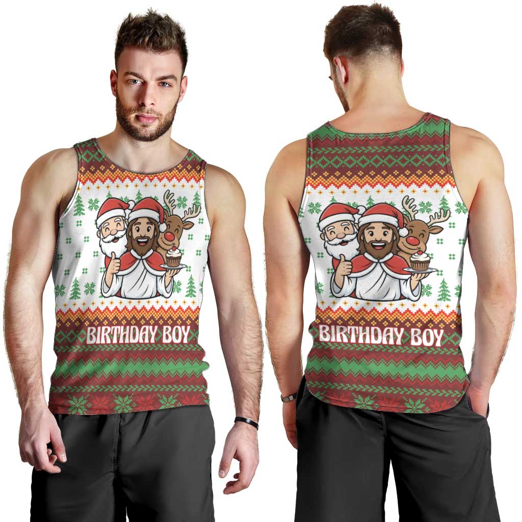 Christmas Jesus Birthday Boy Men Tank Top Xmas Holiday Patterns - Wonder Print Shop
