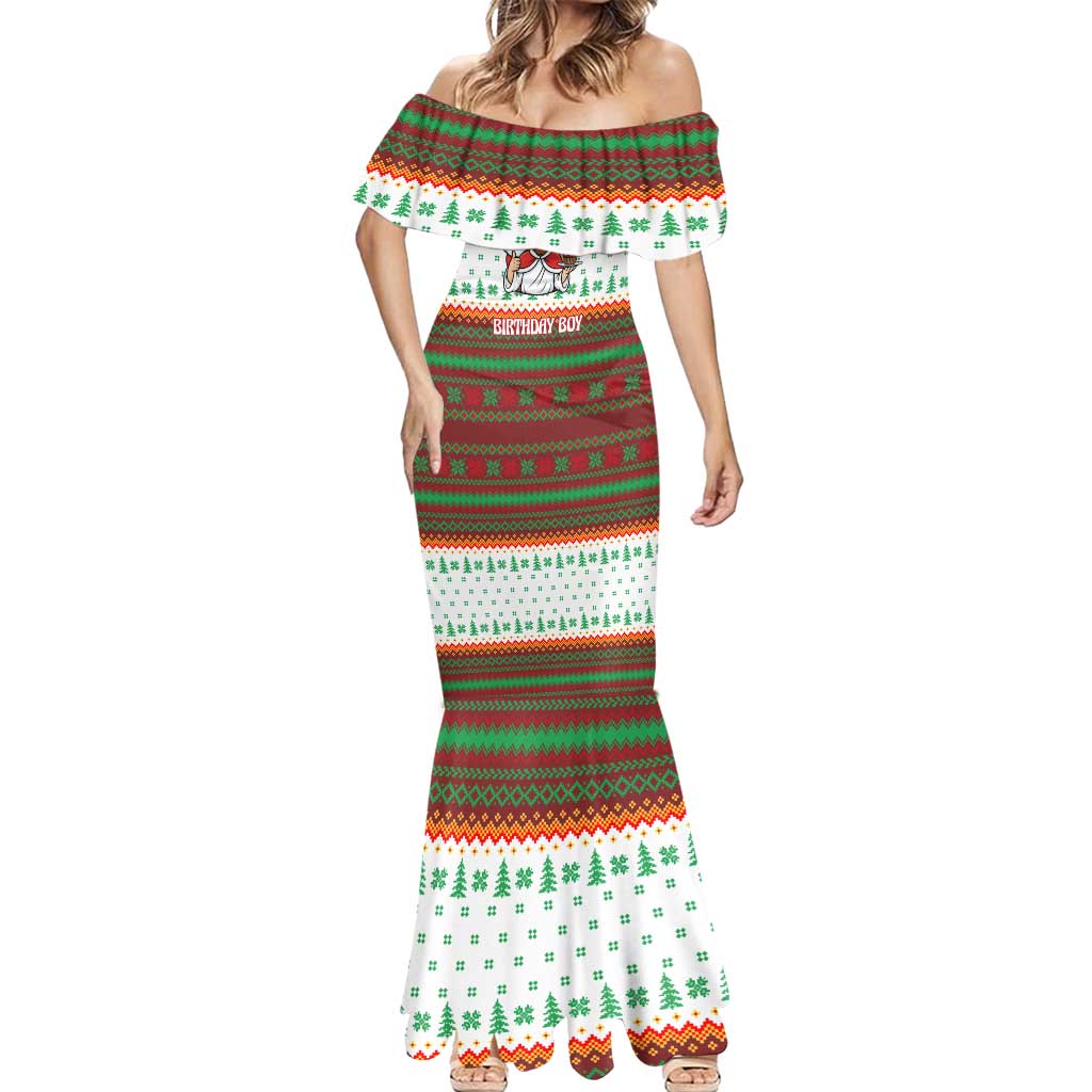 Christmas Jesus Birthday Boy Mermaid Dress Xmas Holiday Patterns - Wonder Print Shop