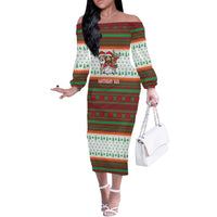 Christmas Jesus Birthday Boy Off The Shoulder Long Sleeve Dress Xmas Holiday Patterns - Wonder Print Shop
