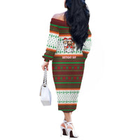 Christmas Jesus Birthday Boy Off The Shoulder Long Sleeve Dress Xmas Holiday Patterns - Wonder Print Shop