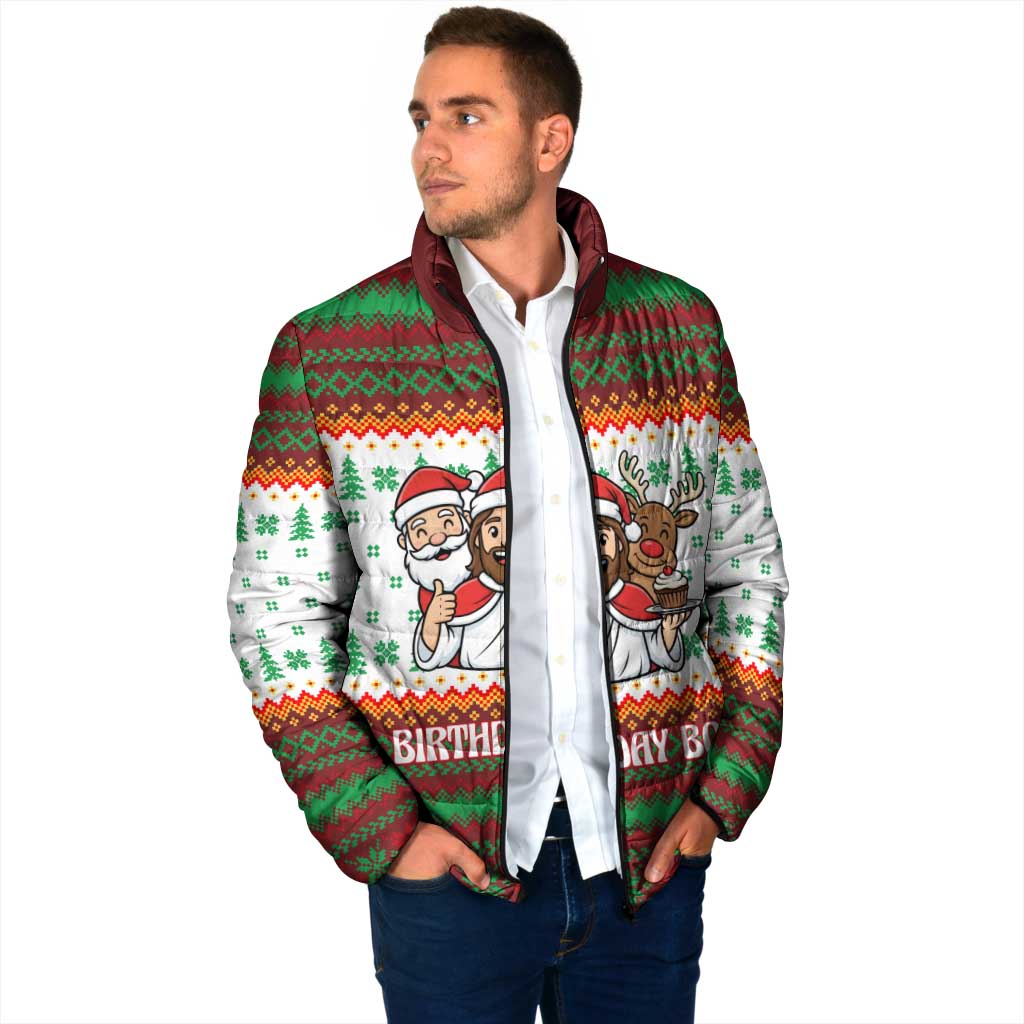 Christmas Jesus Birthday Boy Padded Jacket Xmas Holiday Patterns - Wonder Print Shop