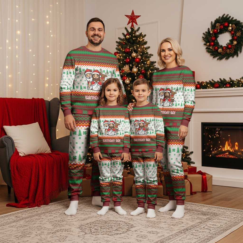 Christmas Jesus Birthday Boy Christmas Pajama Set Xmas Holiday Patterns - Wonder Print Shop