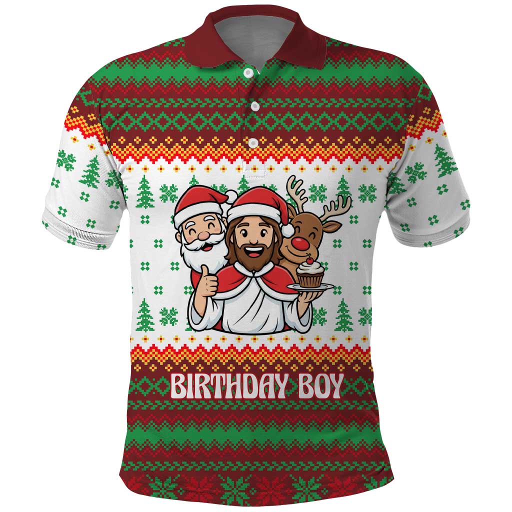 Christmas Jesus Birthday Boy Polo Shirt Xmas Holiday Patterns - Wonder Print Shop