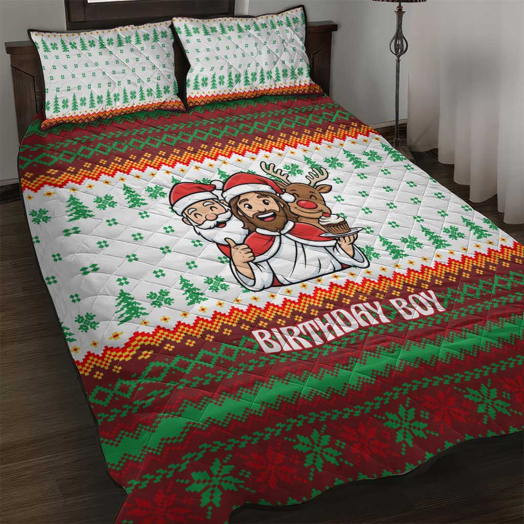 Christmas Jesus Birthday Boy Quilt Bed Set Xmas Holiday Patterns - Wonder Print Shop