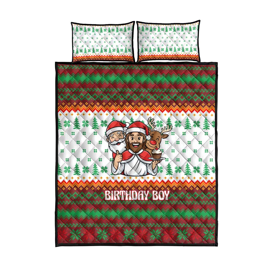 Christmas Jesus Birthday Boy Quilt Bed Set Xmas Holiday Patterns - Wonder Print Shop