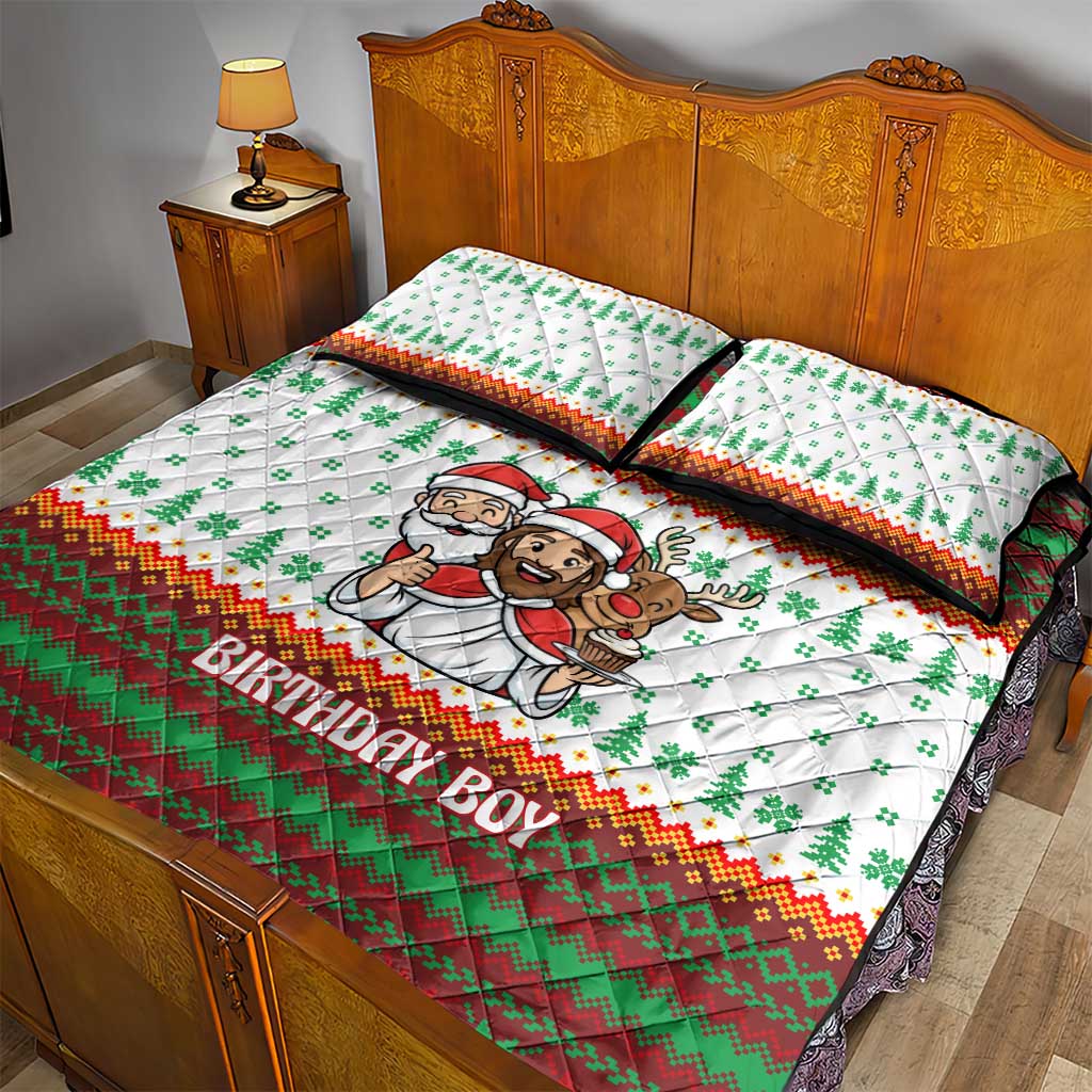 Christmas Jesus Birthday Boy Quilt Bed Set Xmas Holiday Patterns - Wonder Print Shop
