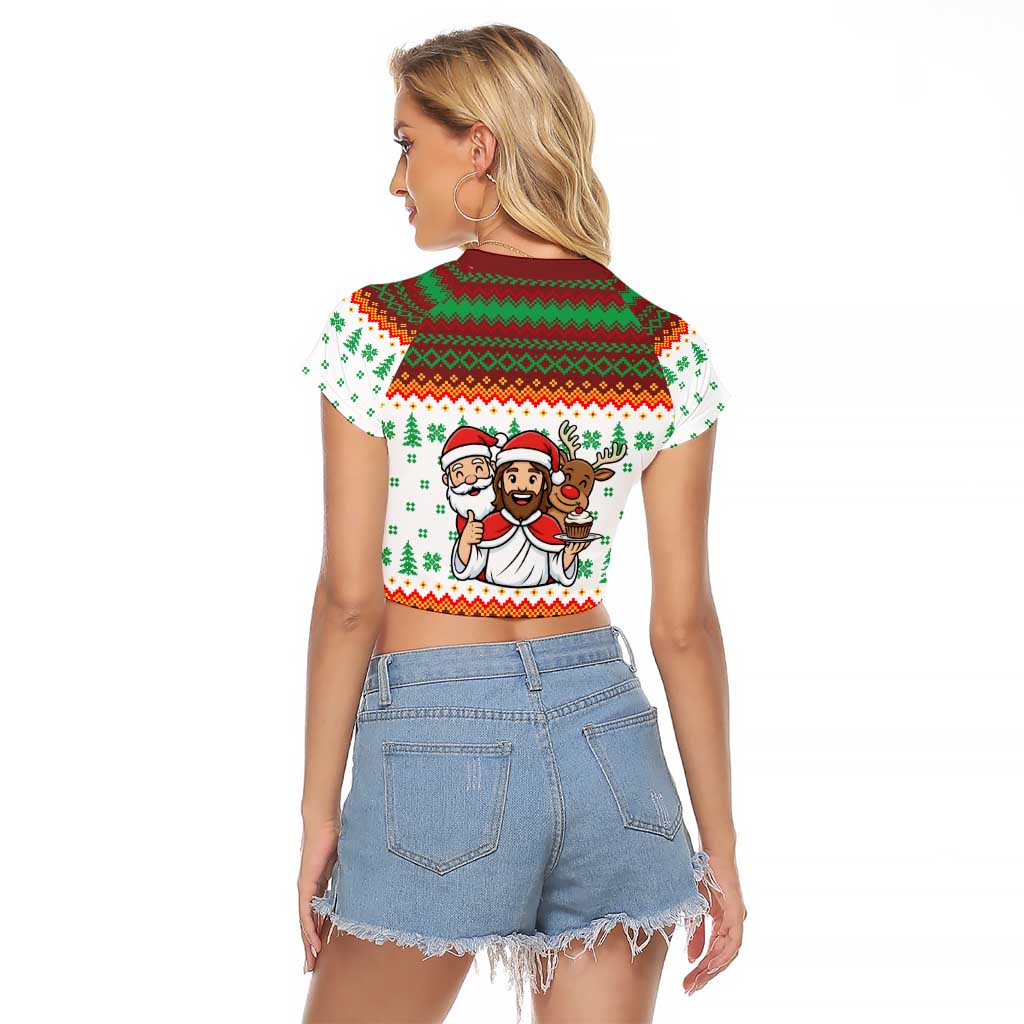 Christmas Jesus Birthday Boy Raglan Cropped T Shirt Xmas Holiday Patterns - Wonder Print Shop