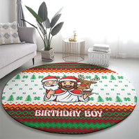Christmas Jesus Birthday Boy Round Carpet Xmas Holiday Patterns - Wonder Print Shop