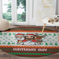 Christmas Jesus Birthday Boy Round Carpet Xmas Holiday Patterns - Wonder Print Shop