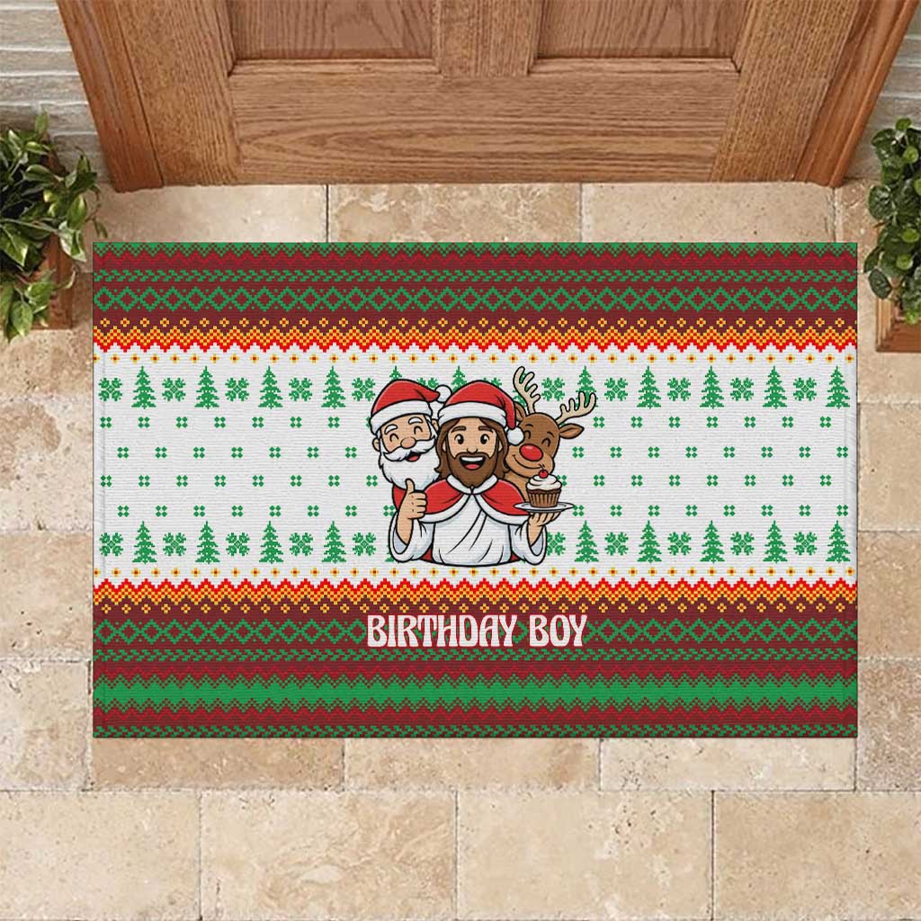 Christmas Jesus Birthday Boy Rubber Doormat Xmas Holiday Patterns - Wonder Print Shop