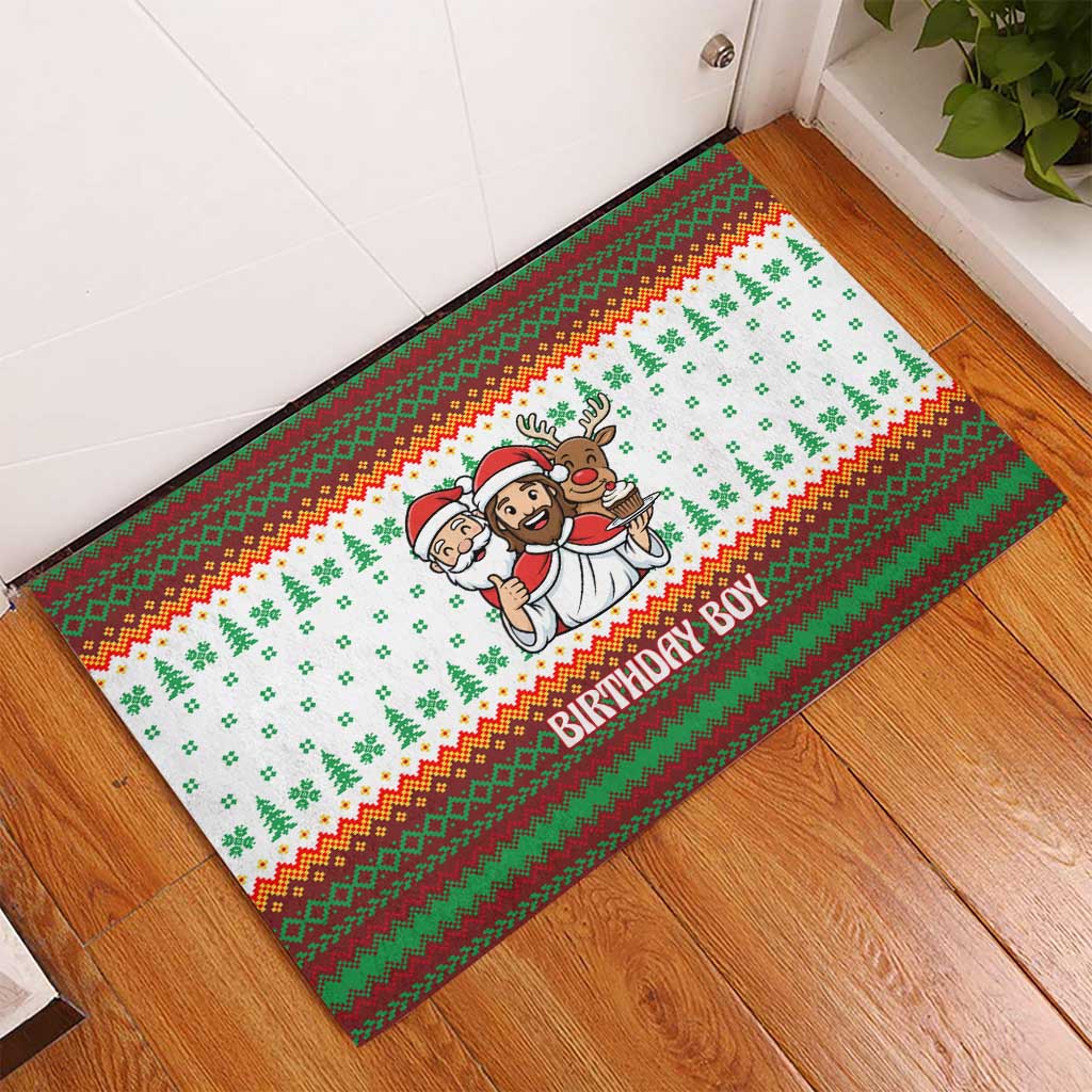 Christmas Jesus Birthday Boy Rubber Doormat Xmas Holiday Patterns - Wonder Print Shop