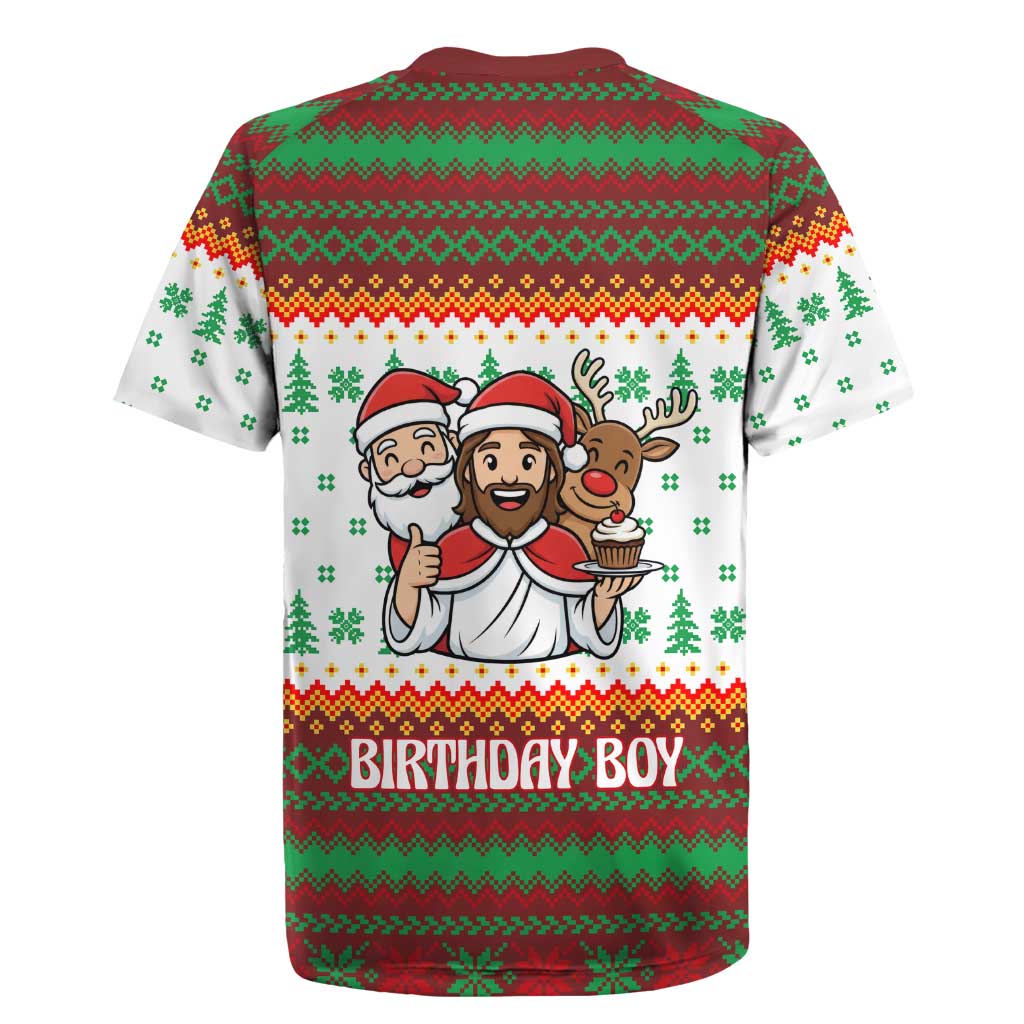 Christmas Jesus Birthday Boy Rugby Jersey Xmas Holiday Patterns - Wonder Print Shop